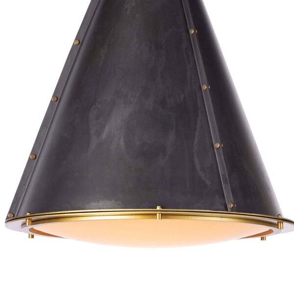 Black and natural brass French Chandelier